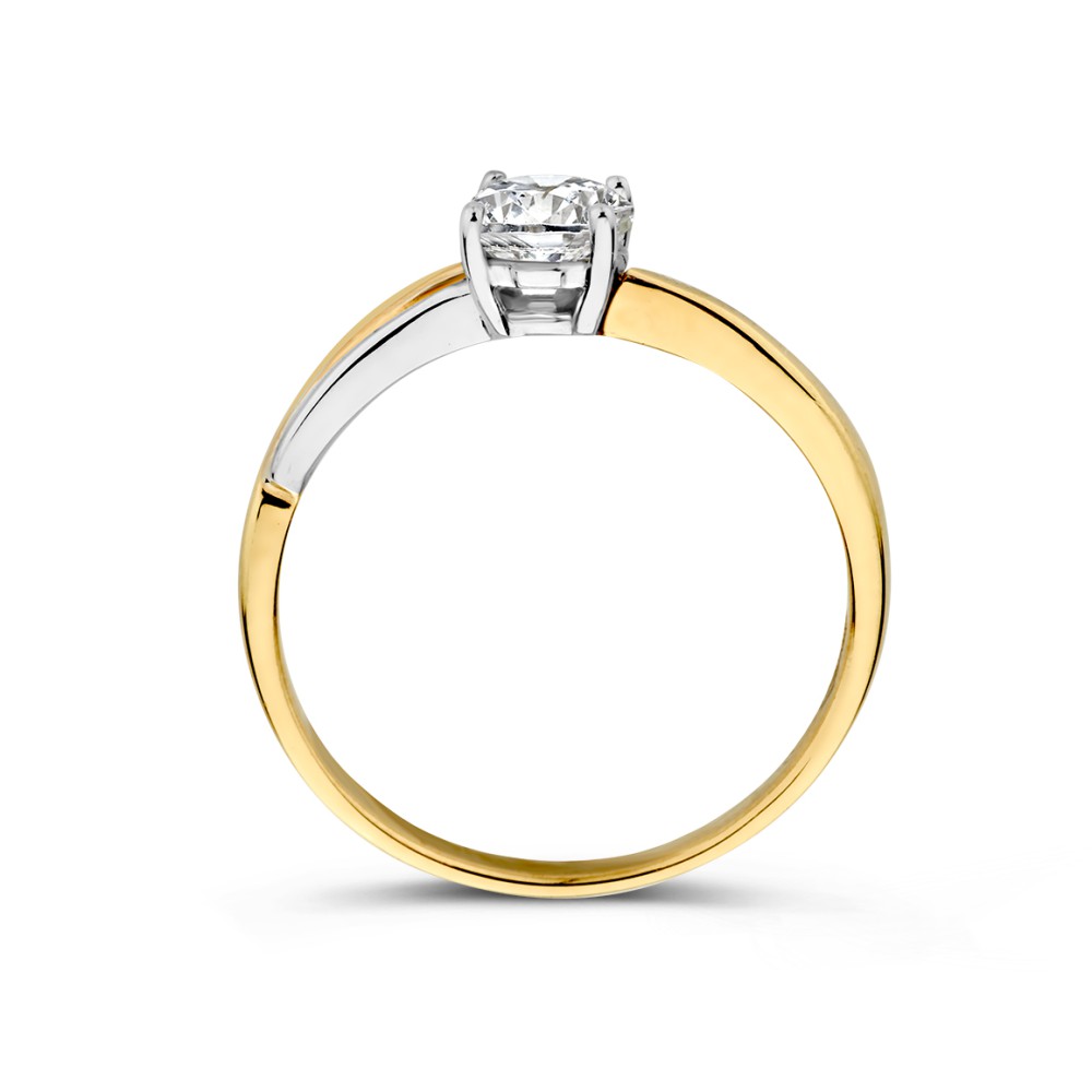 14 krt gouden Ring bicolor zirkonia - Afbeelding 2