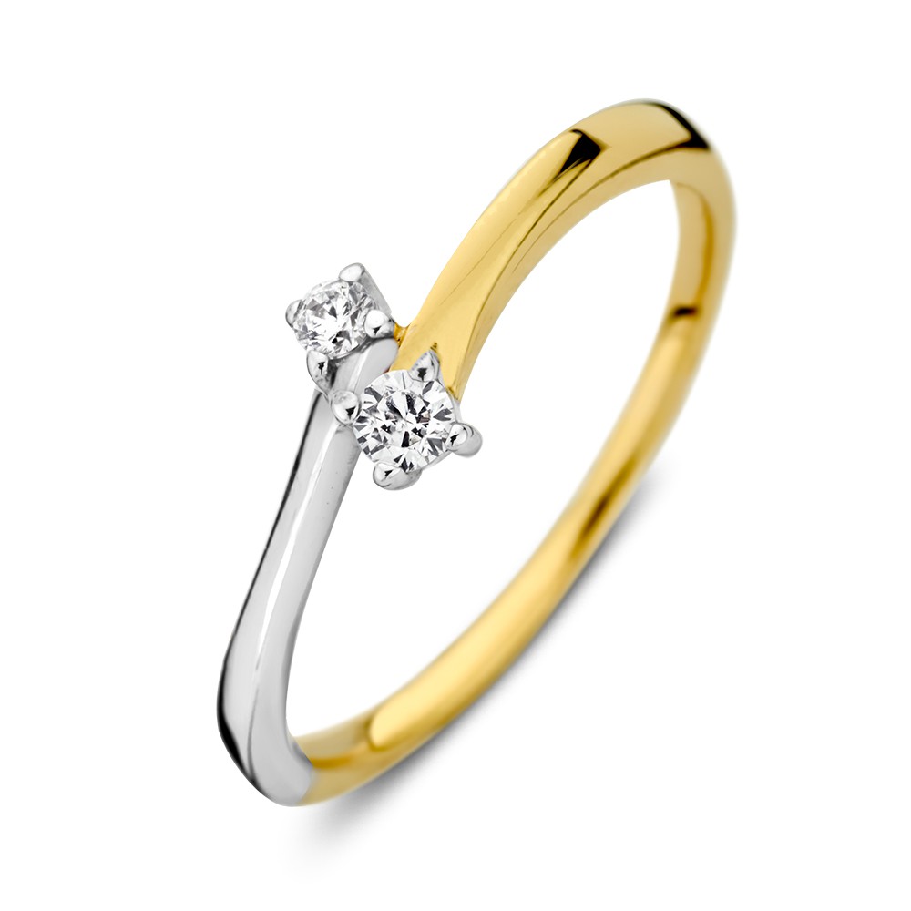 14 krt gouden Ring bicolor zirkonia