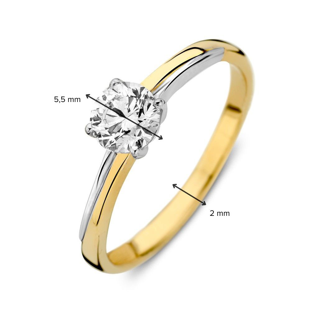 14 krt gouden Ring bicolor zirkonia - Afbeelding 3