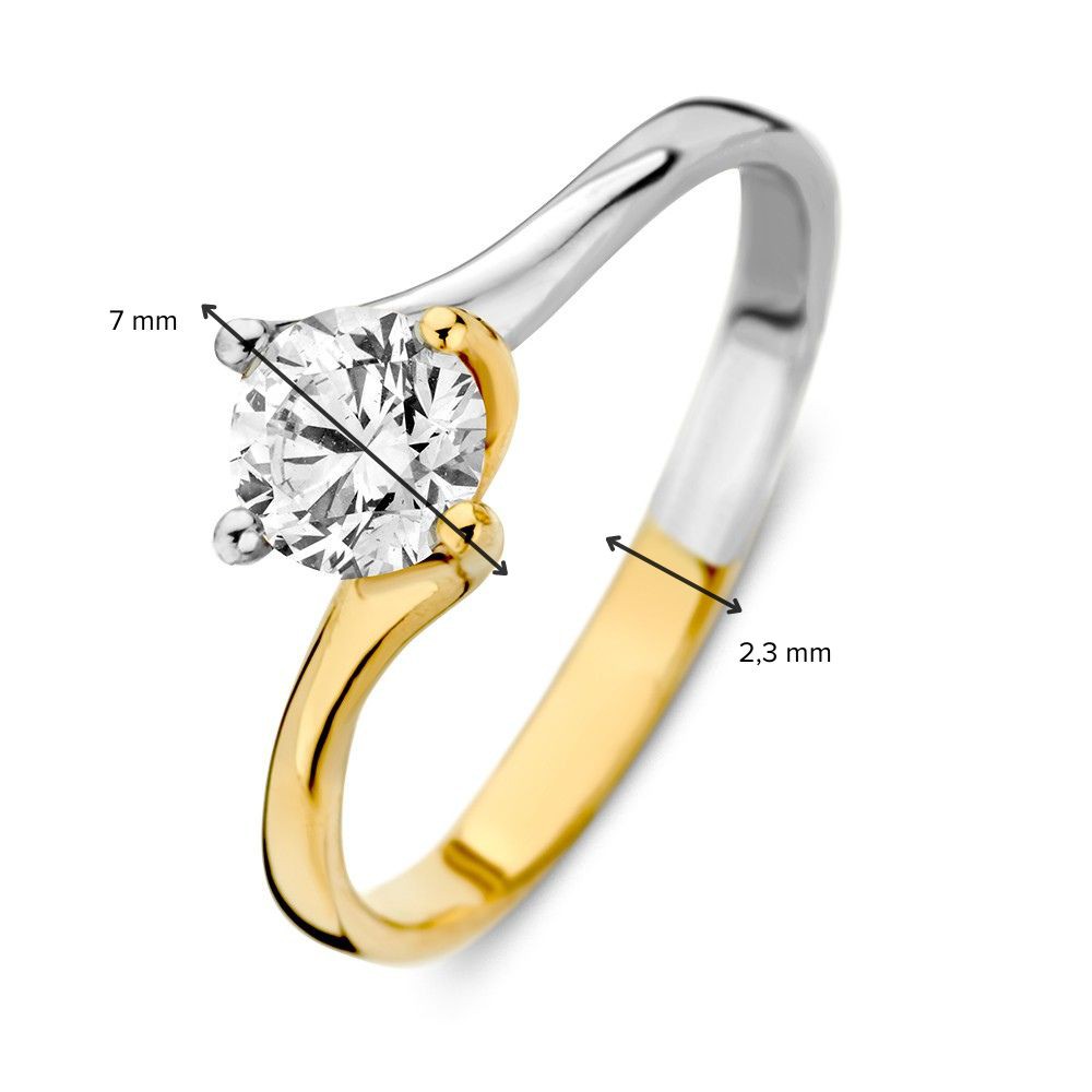14 krt gouden Ring bicolor zirkonia - Afbeelding 3