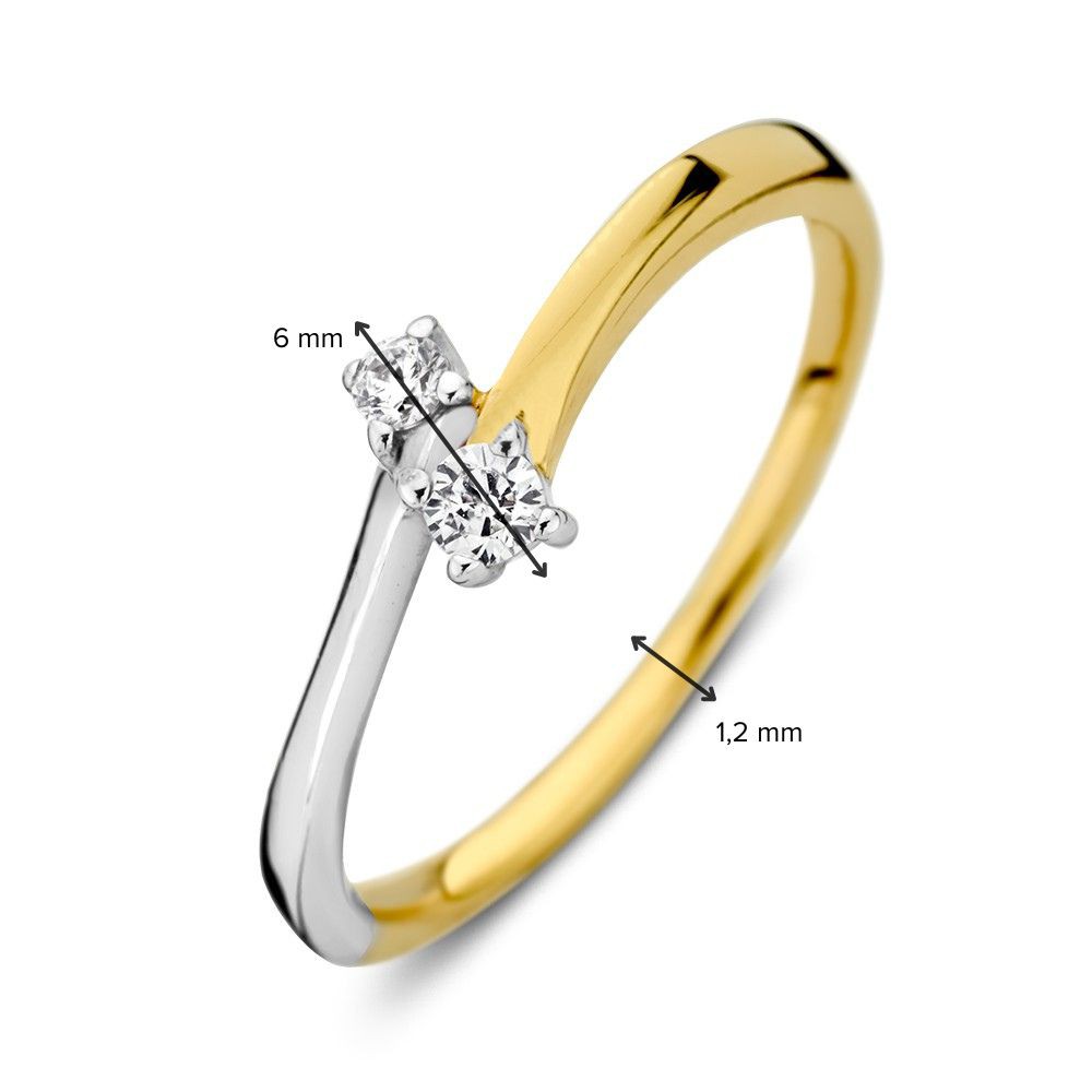 14 krt gouden Ring bicolor zirkonia - Afbeelding 3