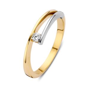 14 krt gouden Ring bicolor zirkonia
