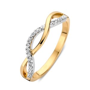 14 krt gouden Ring bicolor zirkonia