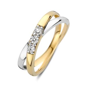 14 krt gouden Ring bicolor zirkonia