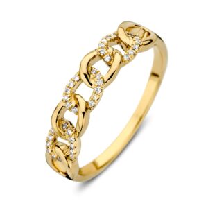 14 krt gouden Ring geelgoud briljant 0.08 crt.