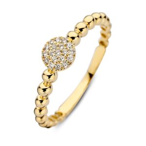 14 krt gouden Ring geelgoud briljant 0.09 crt.