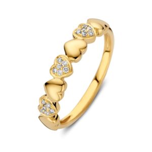 14 krt gouden Ring geelgoud briljant 0.09 crt.