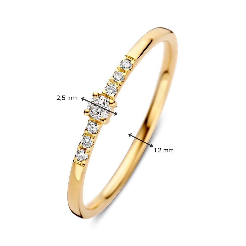 14 krt gouden Ring geelgoud briljant 0.09 crt. - Afbeelding 3