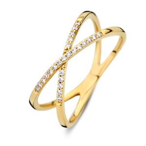 14 krt gouden Ring geelgoud briljant 0.12 crt.