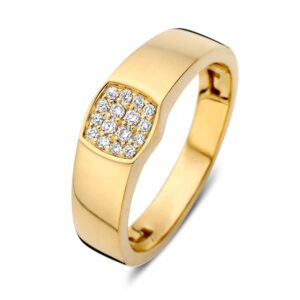 14 krt gouden Ring geelgoud briljant 0.12 crt.