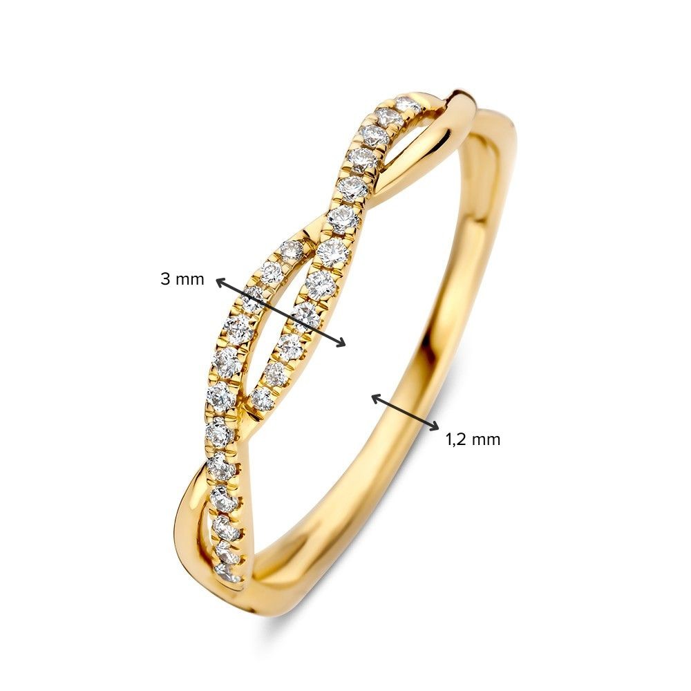 14 krt gouden Ring geelgoud briljant 0.13 crt. - Afbeelding 4