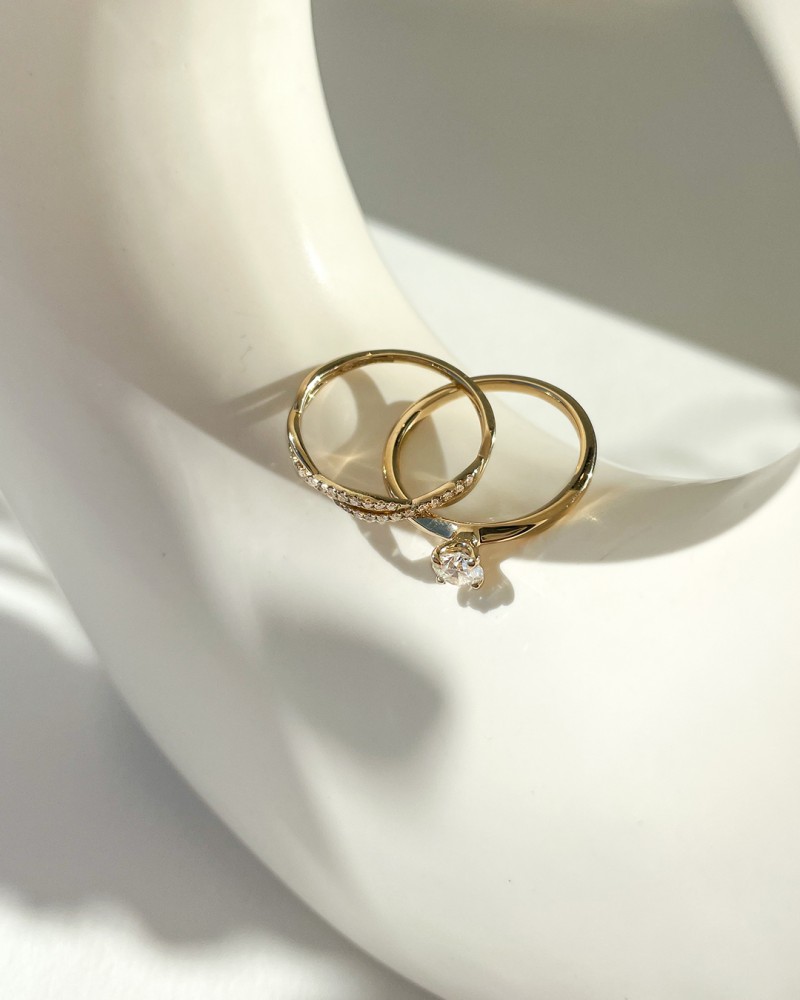 14 krt gouden Ring geelgoud briljant 0.13 crt. - Afbeelding 3