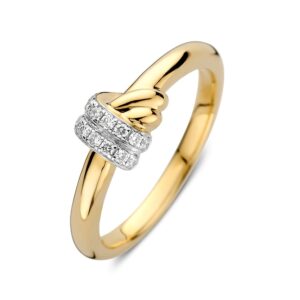 14 krt gouden Ring geelgoud briljant 0.14 crt.