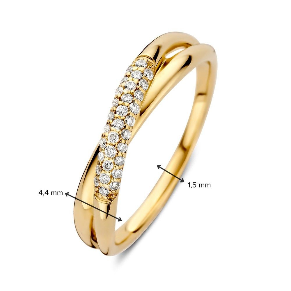 14 krt gouden Ring geelgoud briljant 0.15 crt. - Afbeelding 4