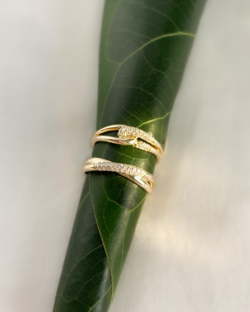 14 krt gouden Ring geelgoud briljant 0.15 crt. - Afbeelding 3