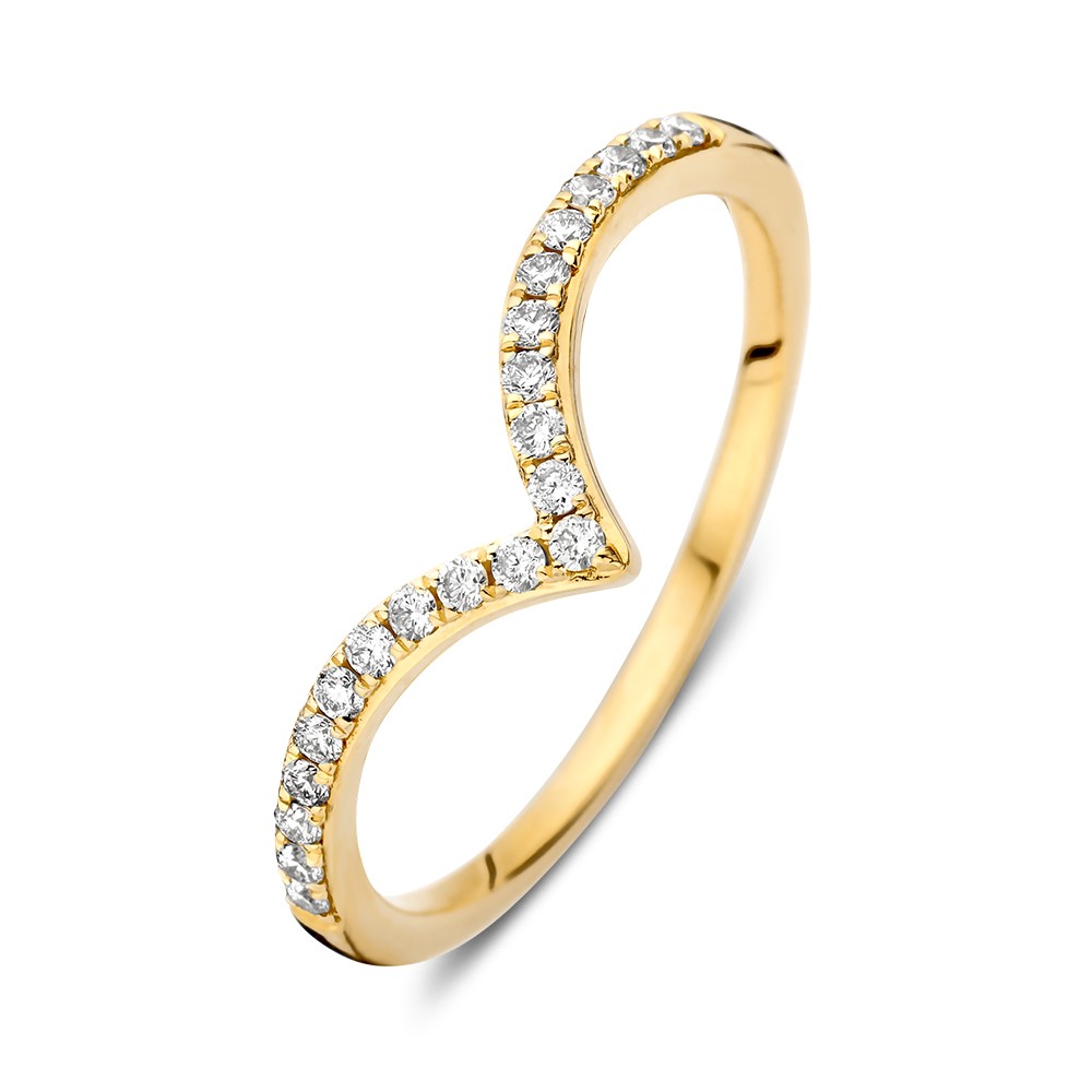 14 krt gouden Ring geelgoud briljant 0.19 crt.