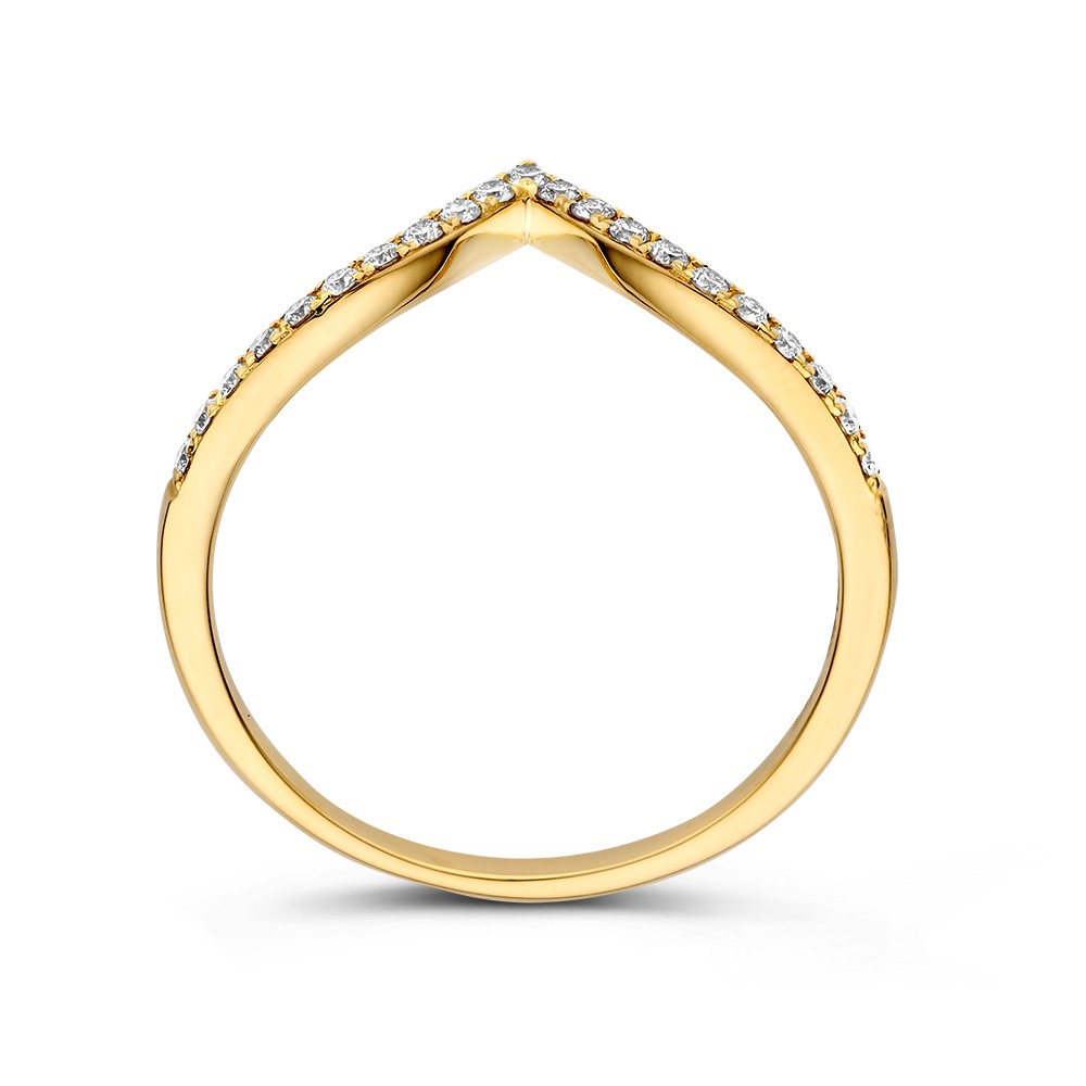 14 krt gouden Ring geelgoud briljant 0.19 crt. - Afbeelding 2