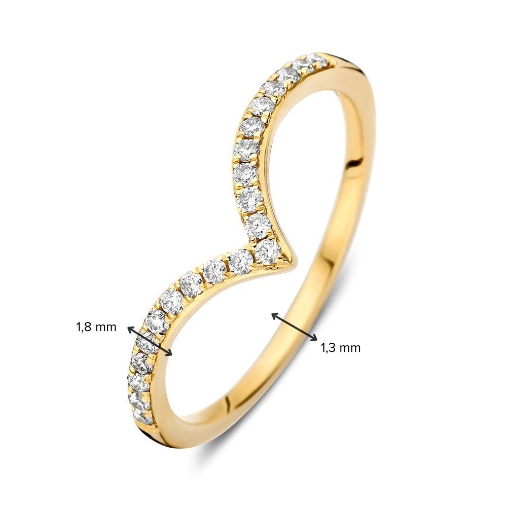 14 krt gouden Ring geelgoud briljant 0.19 crt. - Afbeelding 3
