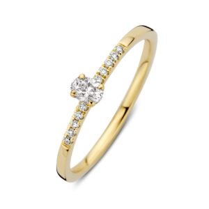 14 krt gouden Ring geelgoud diamant 0.19 crt.