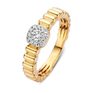 14 krt gouden Ring geelgoud briljant 0.22 crt.
