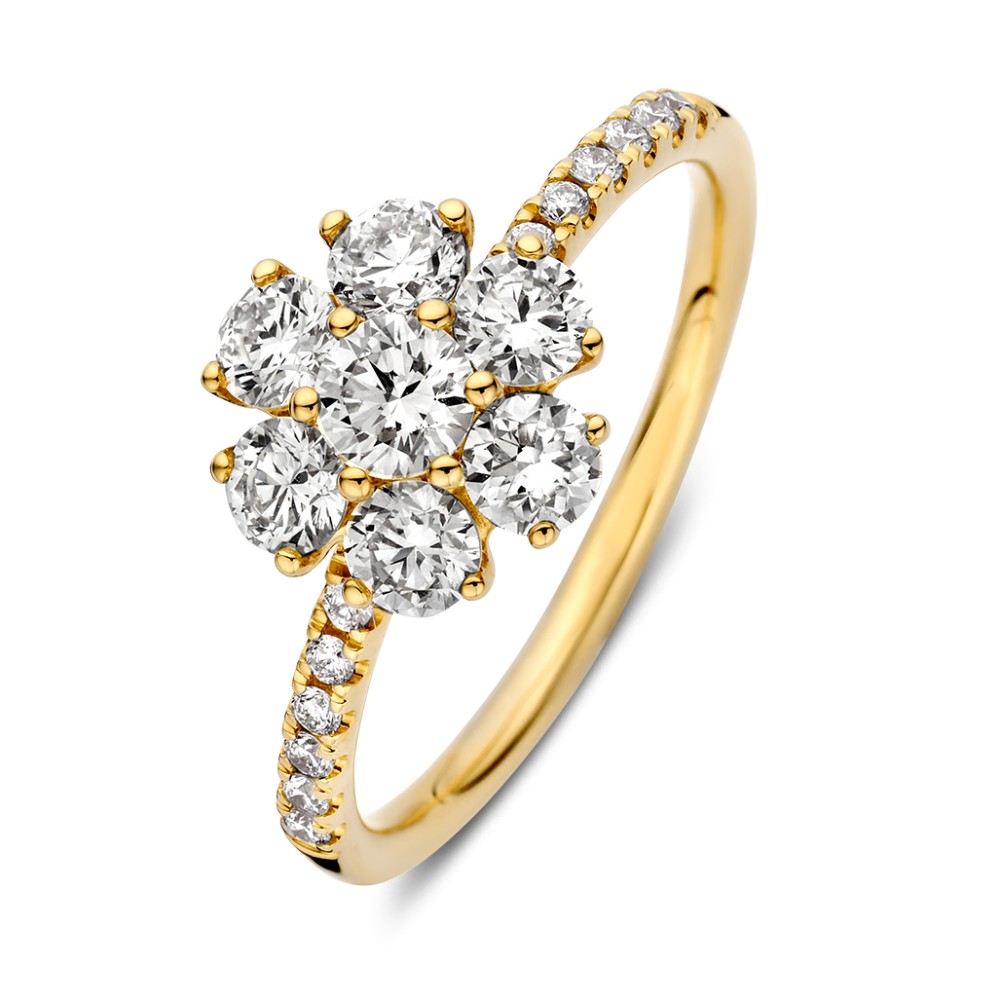 14 krt gouden Ring geelgoud briljant 1.24 crt.