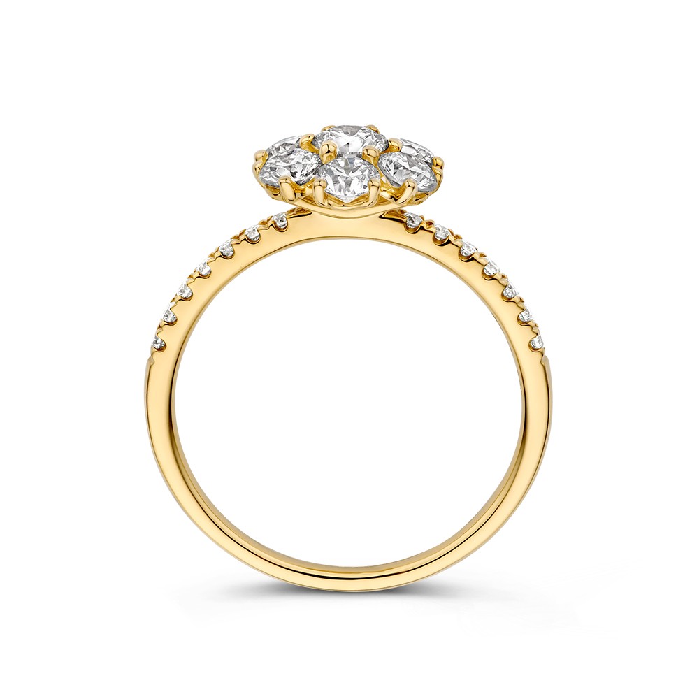 14 krt gouden Ring geelgoud briljant 1.24 crt. - Afbeelding 2