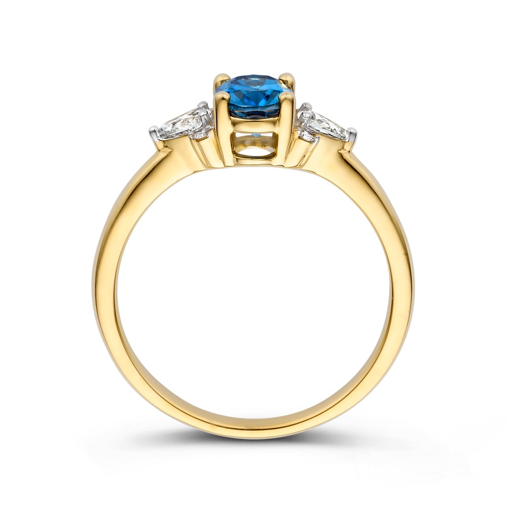 14 krt gouden Ring geelgoud topaas + briljant - Afbeelding 2