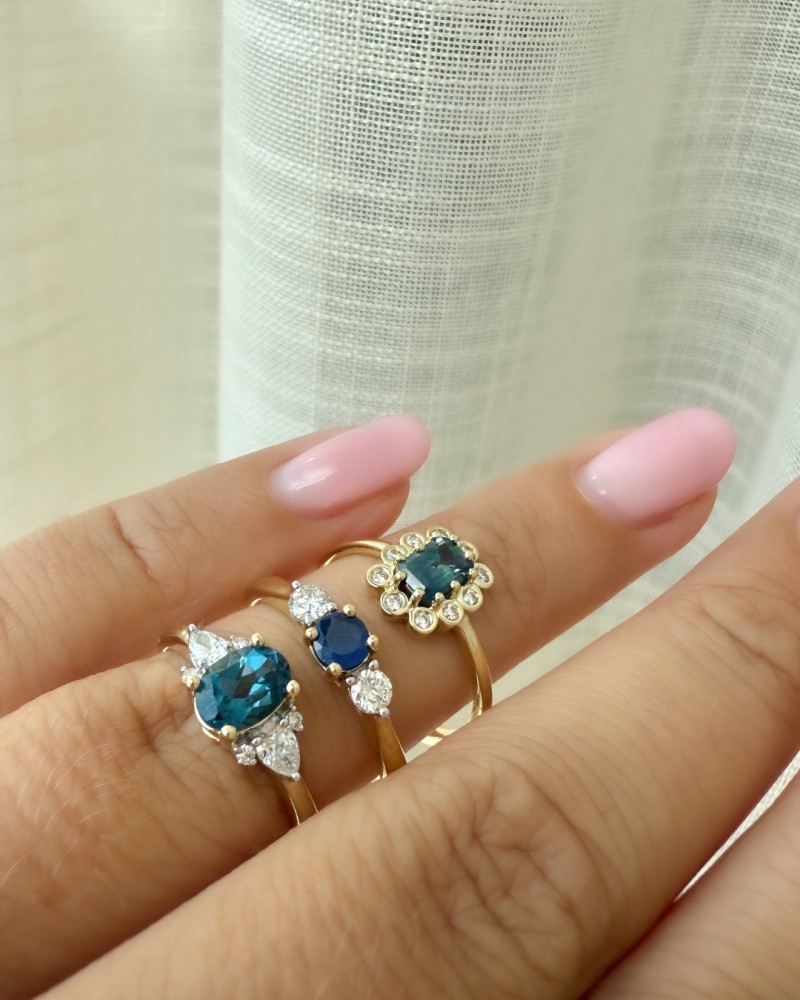 14 krt gouden Ring geelgoud topaas + briljant - Afbeelding 3