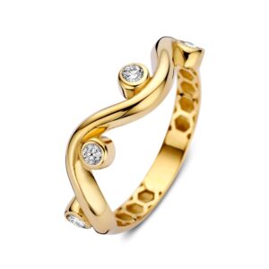 14 krt gouden Ring geelgoud zirkonia