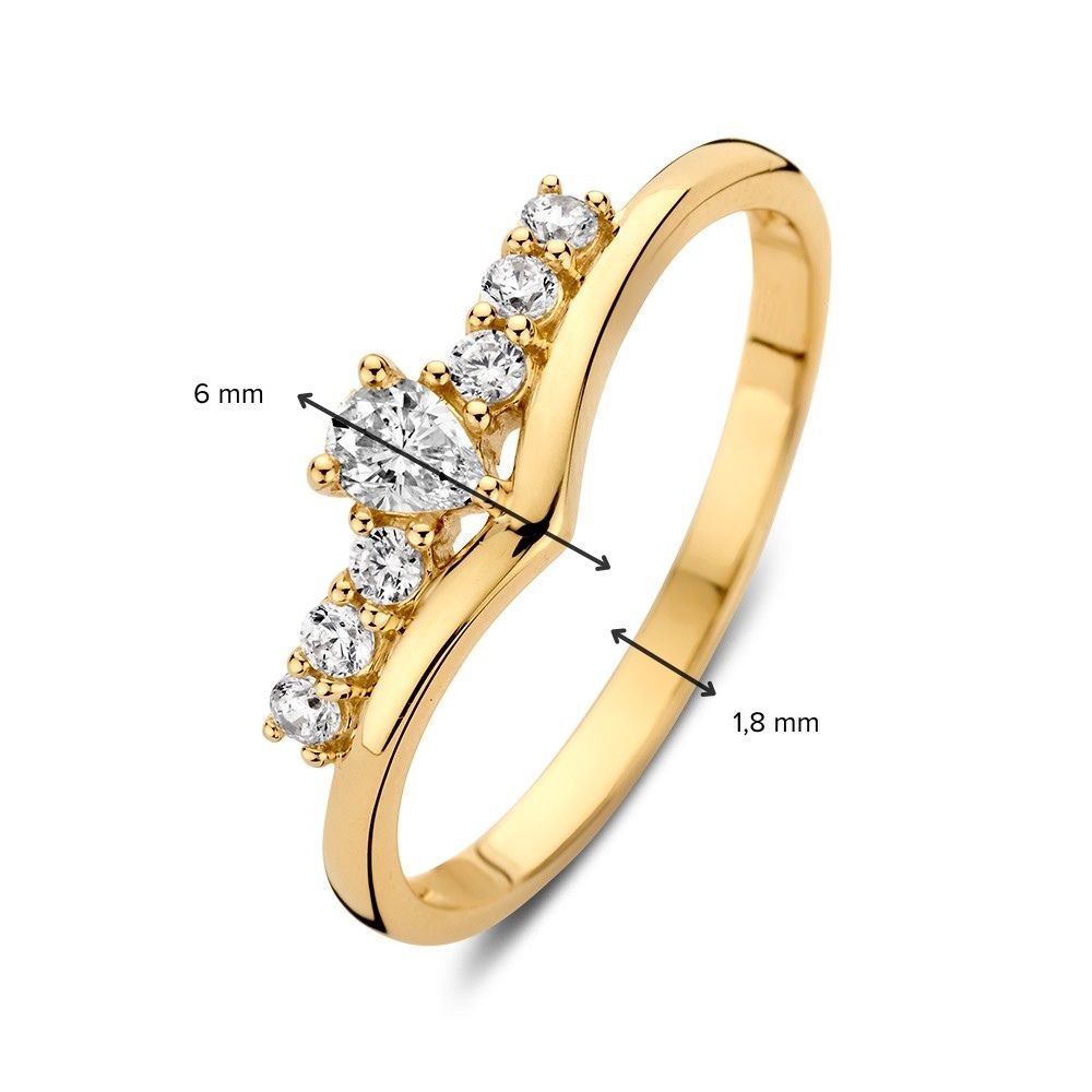 14 krt gouden Ring geelgoud zirkonia - Afbeelding 4