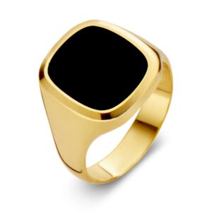 14 krt gouden Zegelring stomphoek onyx massief
