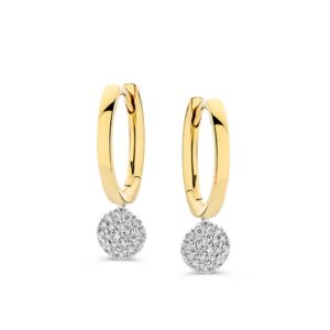 14 krt gouden Oorringen bicolor briljant 0,18 crt.
