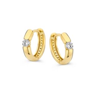 14 krt gouden Oorringen geelgoud zirkonia