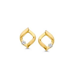 14 krt gouden Oorstekers geelgoud zirkonia