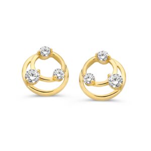 14 krt gouden Oorstekers geelgoud zirkonia