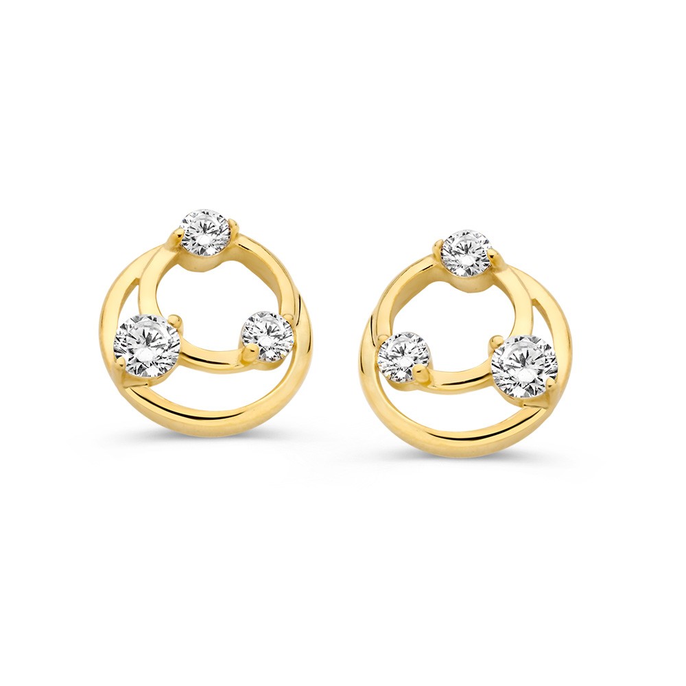 14 krt gouden Oorstekers geelgoud zirkonia