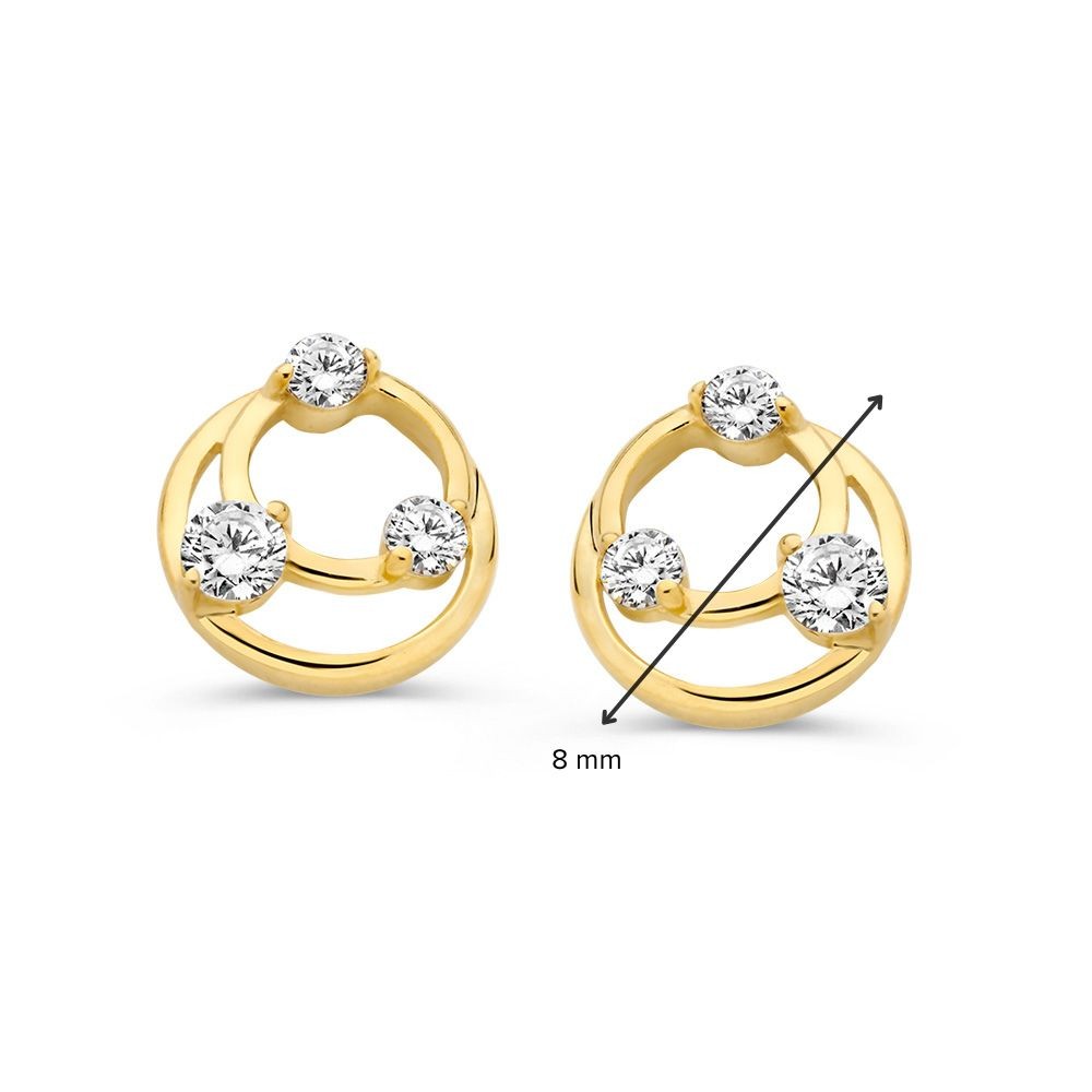 14 krt gouden Oorstekers geelgoud zirkonia - Afbeelding 2