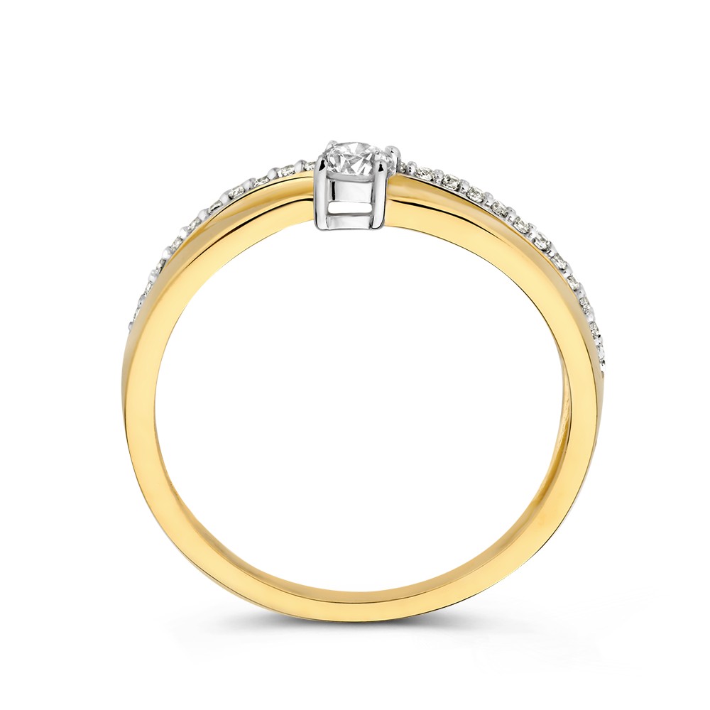 14 krt gouden Ring bicolor zirkonia - Afbeelding 2