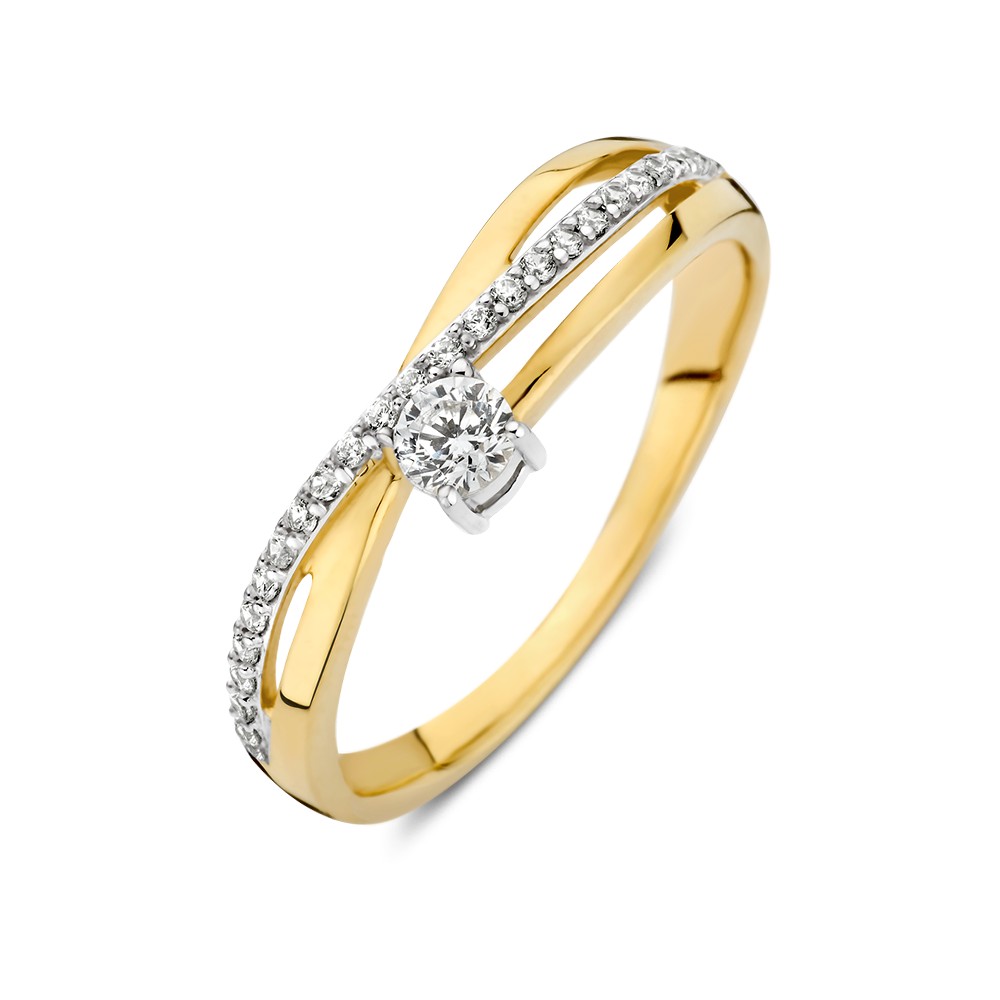 14 krt gouden Ring bicolor zirkonia