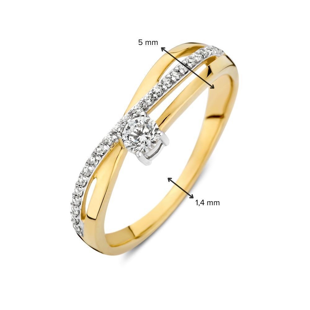 14 krt gouden Ring bicolor zirkonia - Afbeelding 3