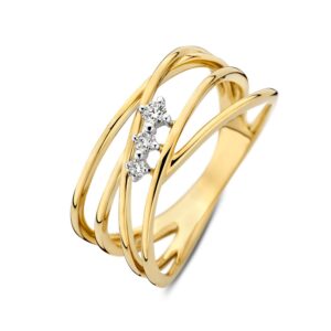 14 krt gouden Ring geelgoud briljant 0.10 crt.