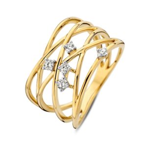 14 krt gouden Ring geelgoud briljant 0.20 crt.