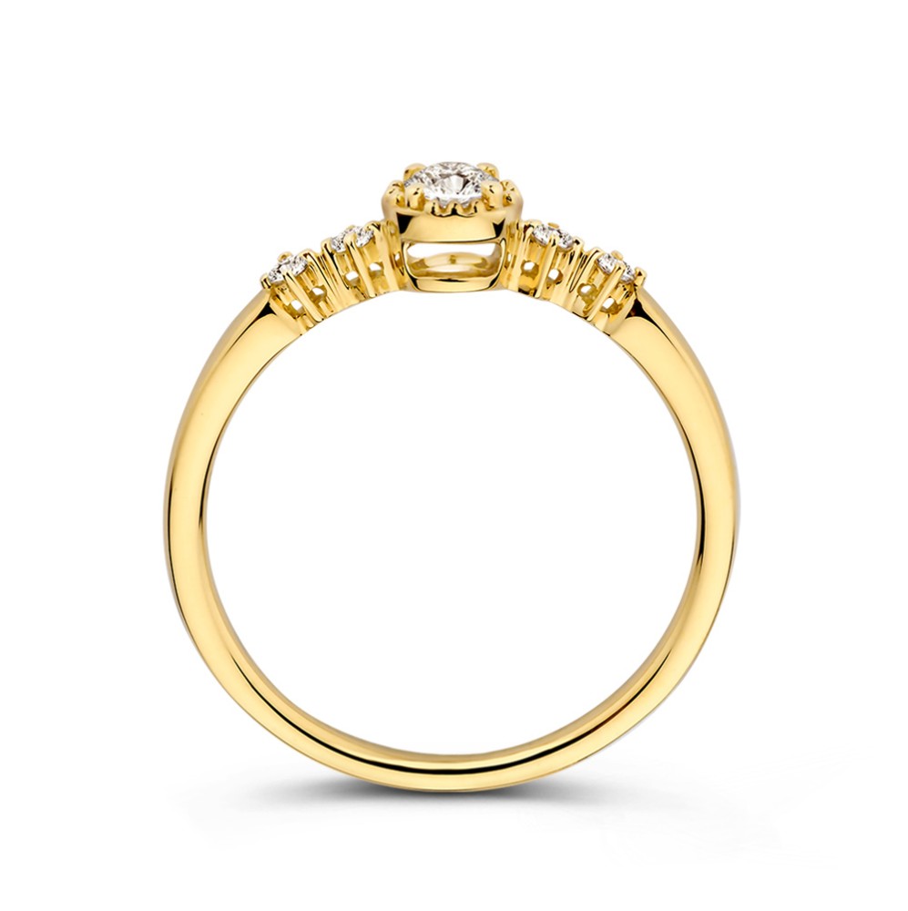14 krt gouden Ring geelgoud briljant 0.20 crt. - Afbeelding 2