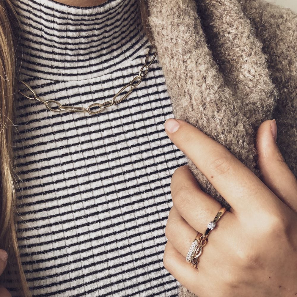 14 krt gouden Ring bicolor briljant 0.19 crt. - Afbeelding 4