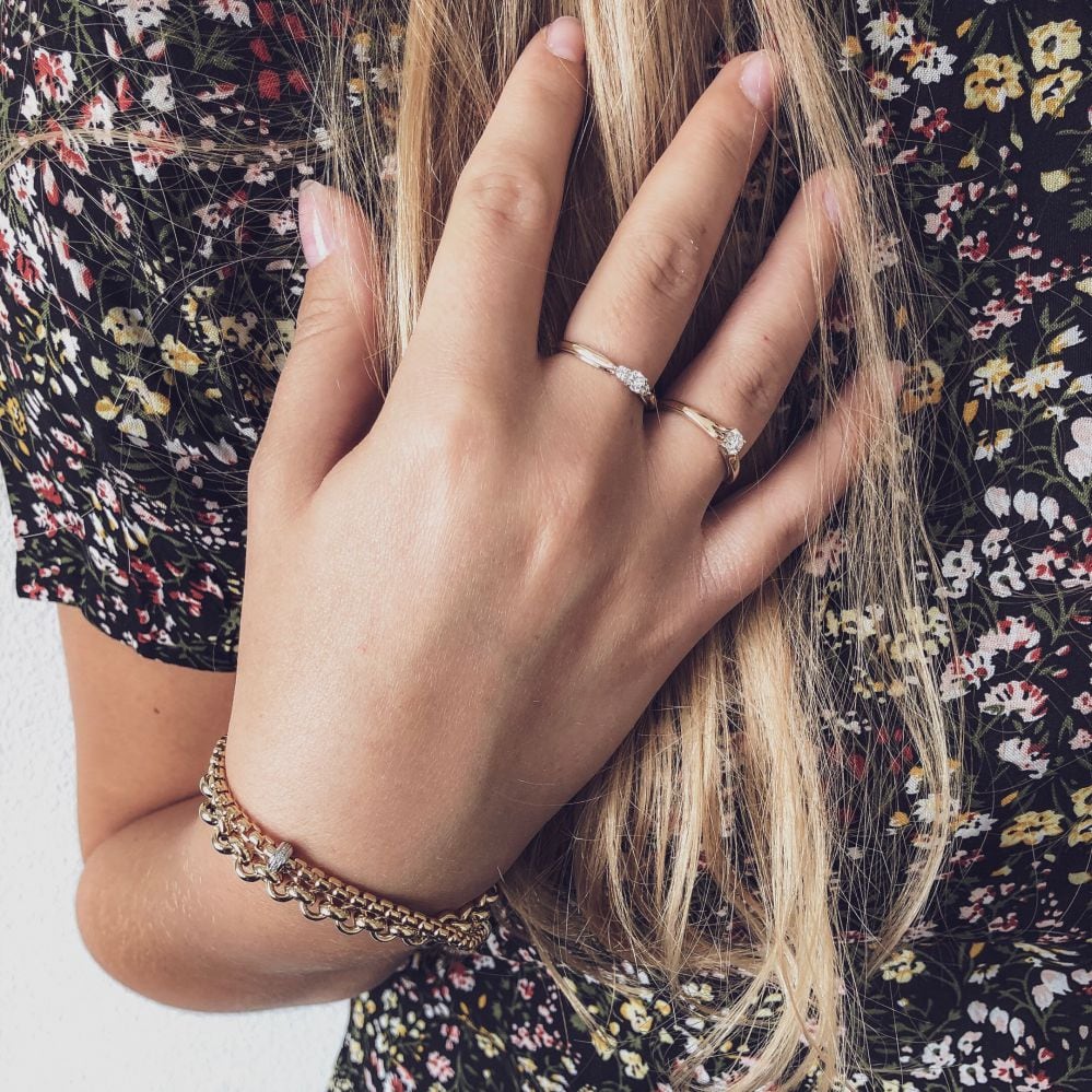 14 krt gouden Ring bicolor briljant 0.23 crt. - Afbeelding 4