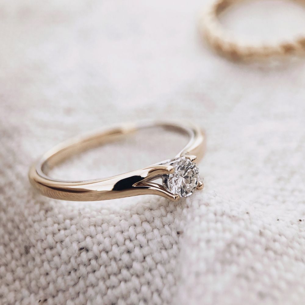 14 krt gouden Ring bicolor briljant 0.23 crt. - Afbeelding 3