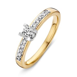 14 krt gouden Ring bicolor briljant 0.33 crt.