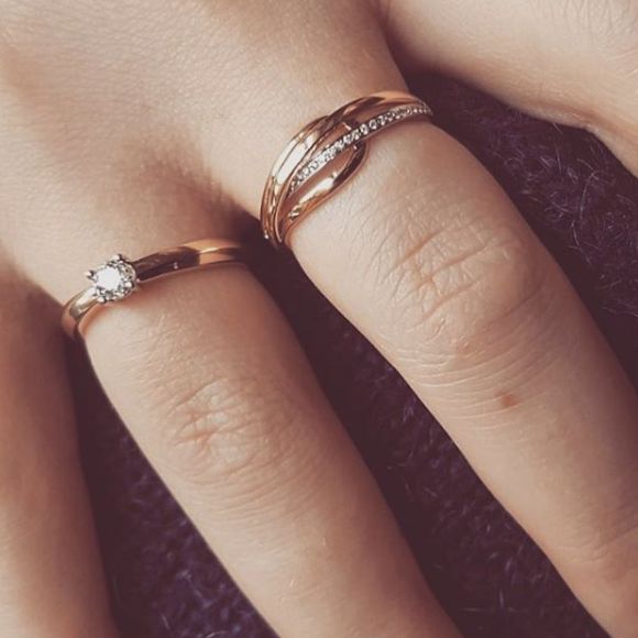 14 krt gouden Ring bicolor briljant 0.19 crt. - Afbeelding 2