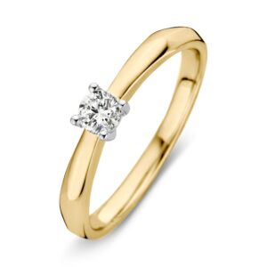 14 krt gouden Ring bicolor briljant 0.19 crt.