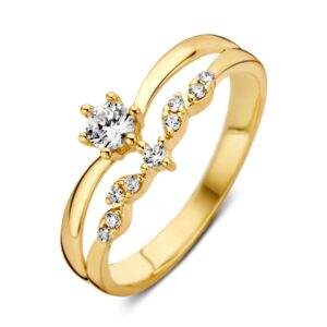 14 krt gouden Ring geelgoud zirkonia